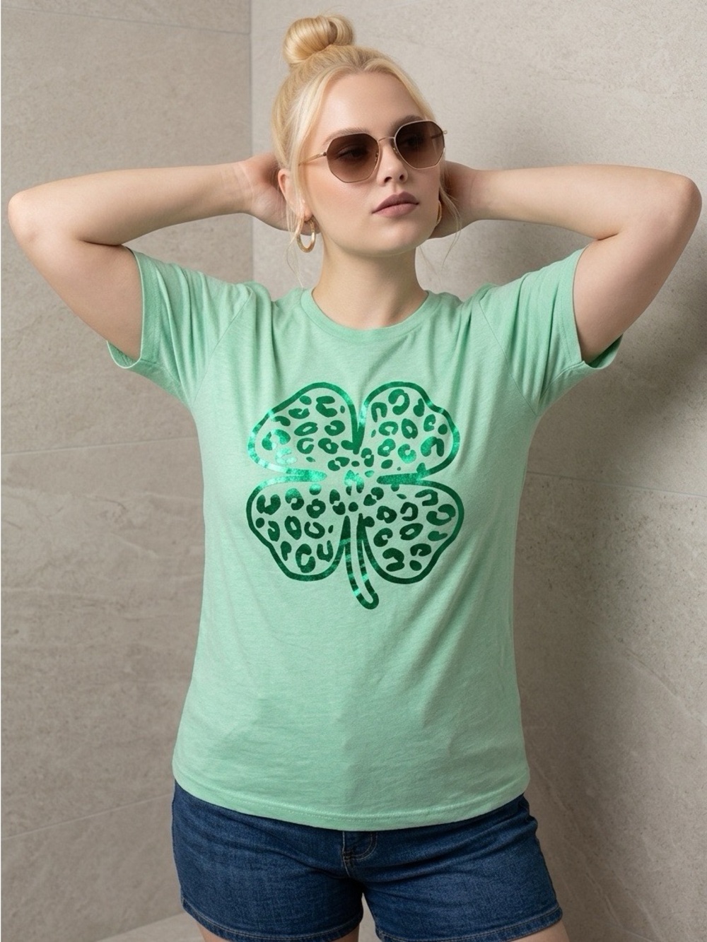 Women’s Mint Green Shamrock Graphic Tee